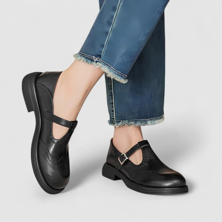 Outdoor Non-slip Leather T-Strap Women’s Shoes