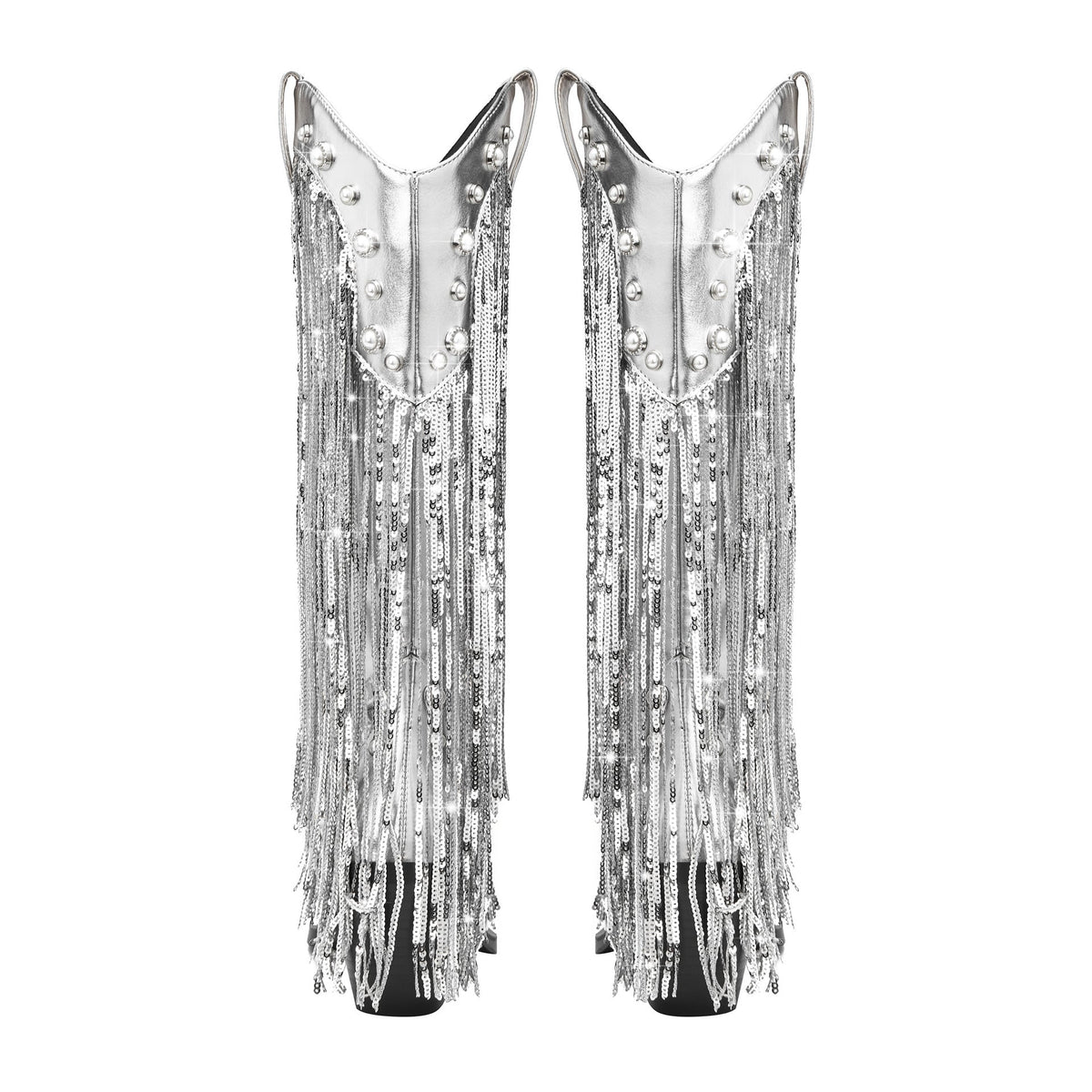 Women's Statement Fringe Shimmering Western Cowboy Boots