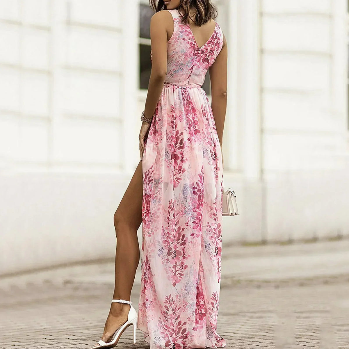 Elegant Women's Vibrant Floral Slit Maxi Dress for Every Occasion