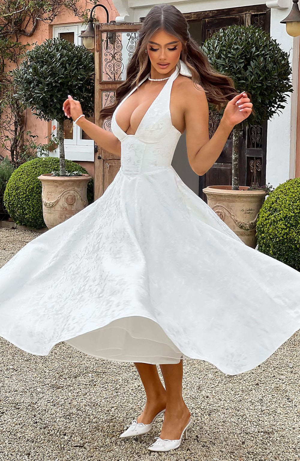 Exquisite Classic Halter Wedding Guest Dress for Women