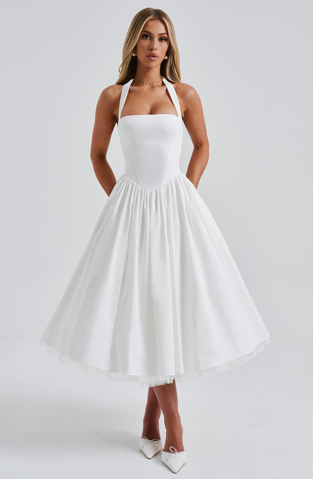 Women's Halter Party Light Wrap Elegant Wedding Guest Dress