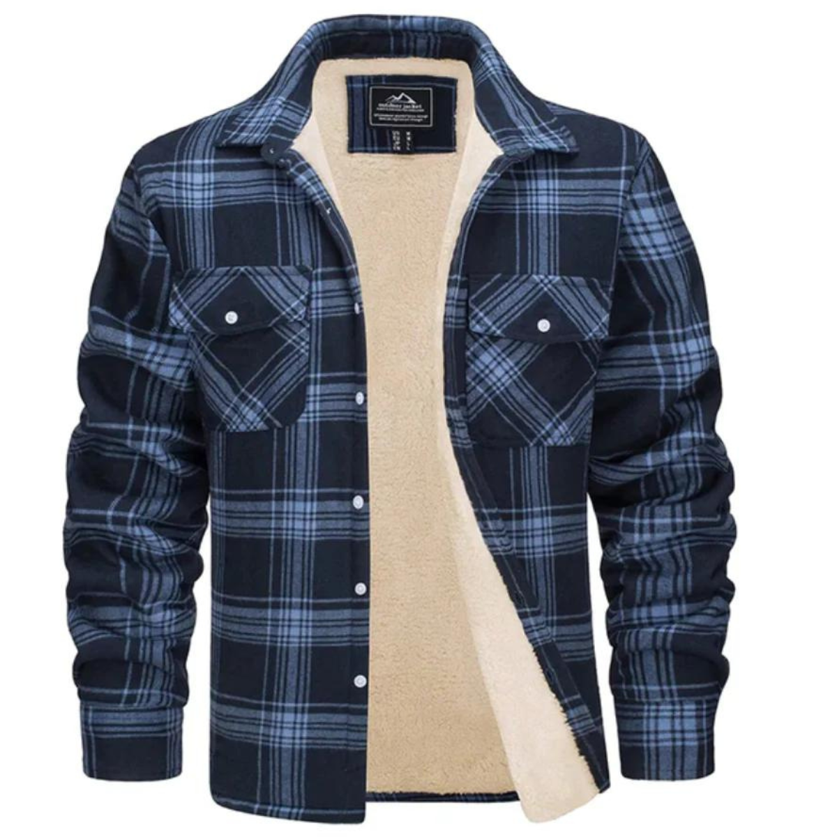 Men's Cozy Sherpa Checkered Practical Shirt Jacket