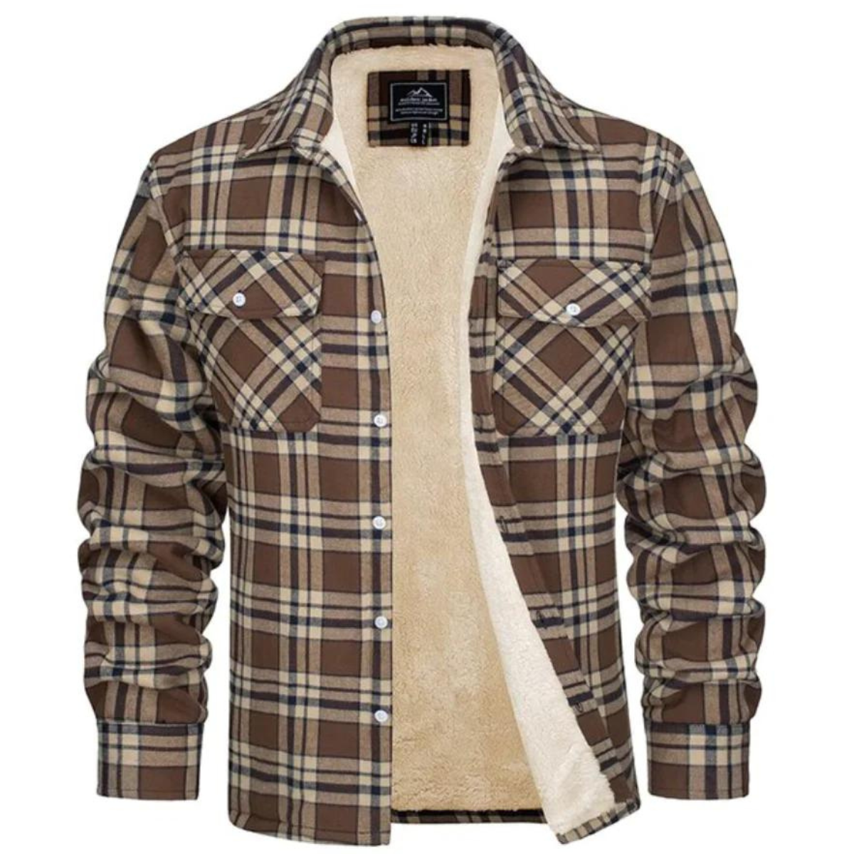 Men's Cozy Sherpa Checkered Practical Shirt Jacket