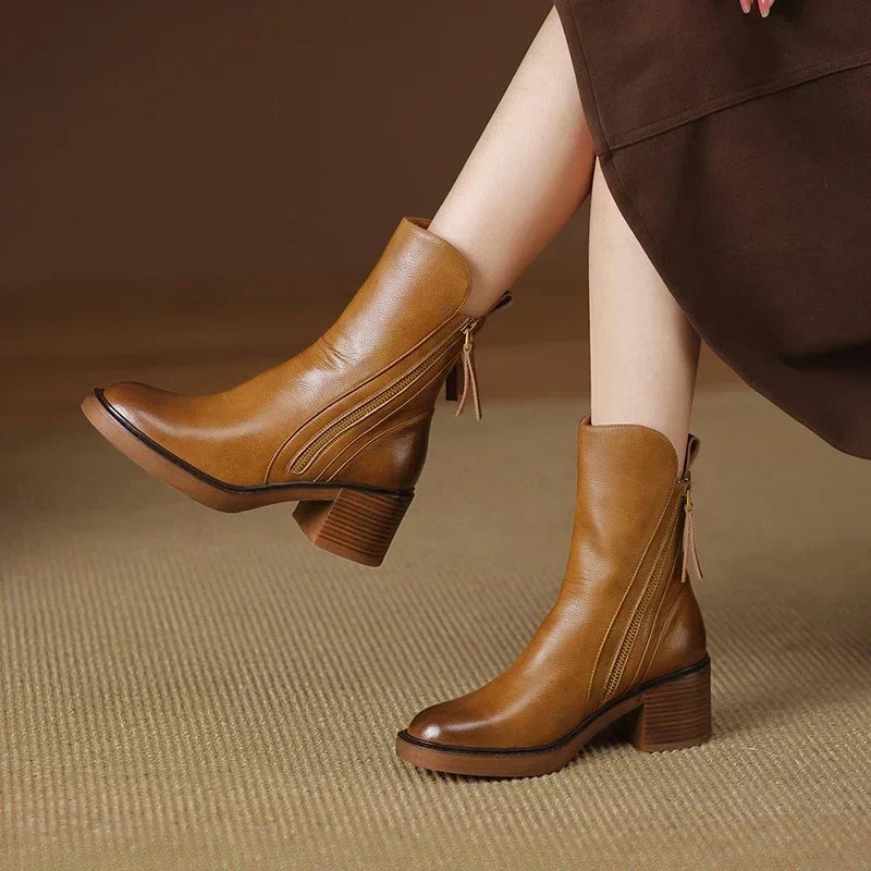 Women's Classic Fashion Durable Ankle Heeled Boots for Outdoor