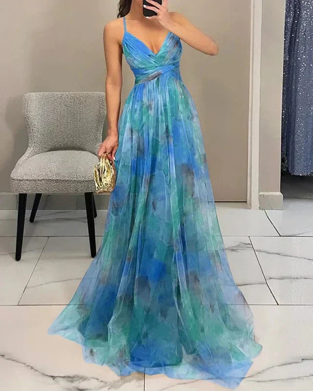 Women's Fashion Floral Maxi Dress - Ideal for Parties, Beach Outings, and Outdoor Getaway