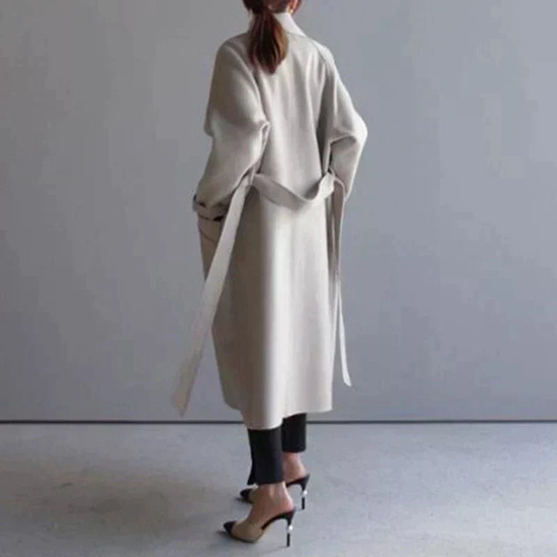 Women's Elegant Formal Sleek Long Wool Coat
