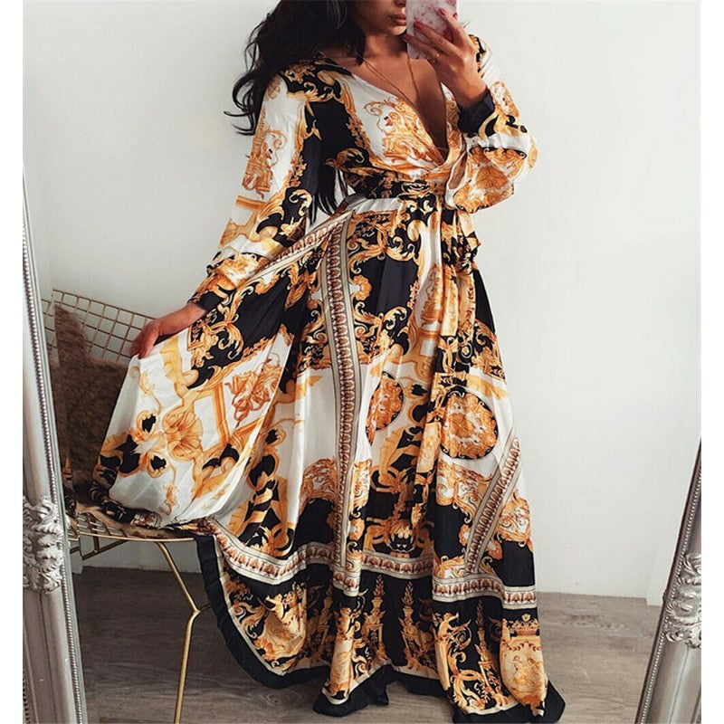 Enchanting Flowy Sunny Party Bohemian Maxi Dress for Women